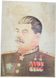 Stalin portrait with Food Coupons valid for the area Langreo-Asturas, Spain.