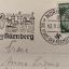 Postcard with stamps for town of Nuernberg dated 1938 1