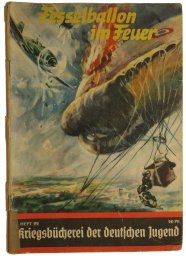 British airship in fire. Kriegsbücherei der deutschen Jugend