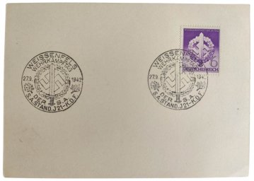 1st day postcard with postmark and stamp dedicated to SA events in 1942