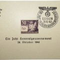 First day post card Deutsche Post Osten ein Jahr Generalgouvernement 26 Oktober 1940. Lublin