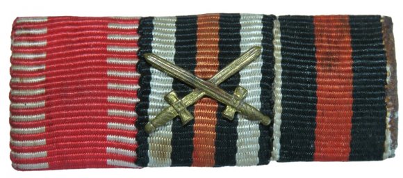 A medal bar of three awards for a veteran of World War I