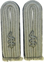 Wehrmacht Heer Medical officers shoulder boards in rank of Arzt- medical Lieutenant. Matt grey