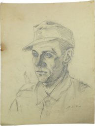 German soldiers trench artwork by Heeres war artist G. Stauch. 10.6.44 year. Original.