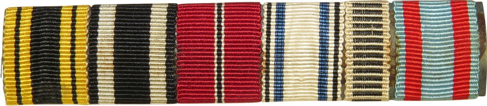 WW1 &WW2 ribbon bar with 6 medals and Iron cross 1914