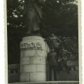 Soviet officers next to the Beethoven monument in Karlovy Vary, Czechoslovakia. 1945