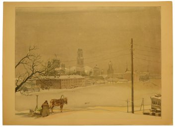 The Russian town Orel in wintertime. "Winterliches Orel" von Fritz Brauner.