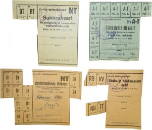 WW2 period, food and tobacco demand cards/ coupons issued in occupied Estonia