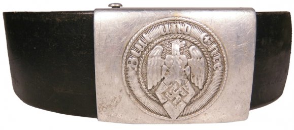 Hitler Youth aluminum buckle on a 1938 leather combat belt