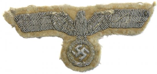 Hand embroidered bullion eagle for white summer officers tunic