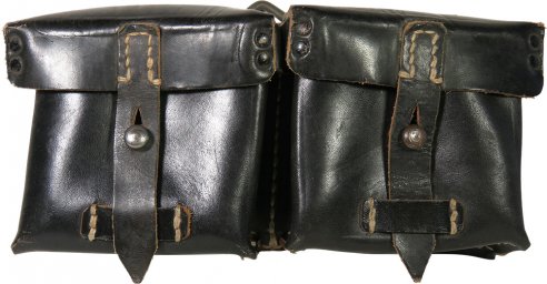 Black leather G/K 43 Karabiner, semi-automatic rifle ammo pouch