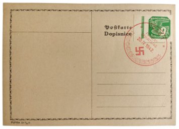 1st day postcard with the special big stamp for Hitler's birthday in 1942