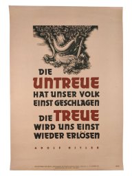 WW2 Poster. Unfaithfulness has defeated our people once. Adolf Hitler