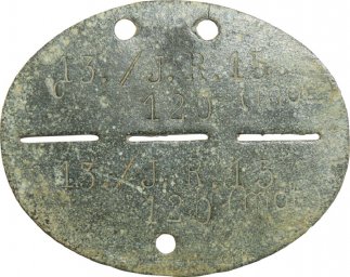 "Dog tag", death medallion of a Wehrmacht soldier 13./ J.R. 15 (mot)