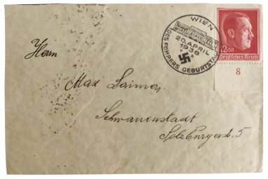 Envelope of the first day with stamp dated 1938 from Vienna