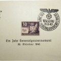 Deutsche Post Osten ein Jahr Generalgouvernement 26 Oktober 1940. Warschau
