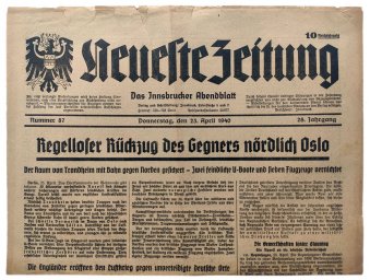 Neueste Zeitung - 25th of April 1940 - The area of ​​Trondheim secured