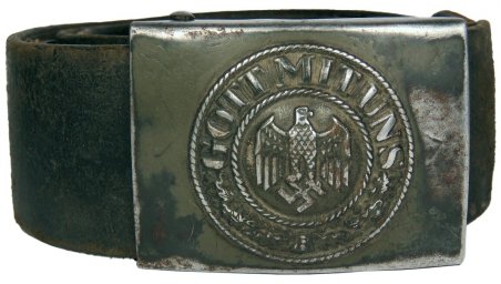 Leather Wehrmacht belt with steel buckle E.S.L. 41. 109 Jnf Rgt marked