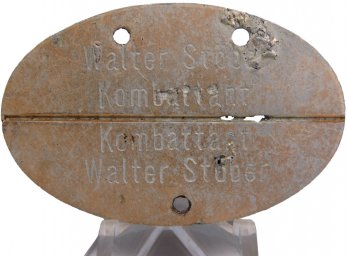 Kriegsmarine civilian employee ID tag. Kombattant Walter Stober