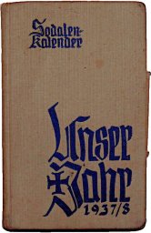German soldier's pocket calendar 1937/38