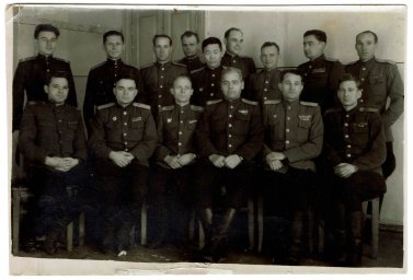 Group photo of the soviet officers tankists
