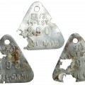 Wardrobe SS tag "Mantel, grau" for 3rd Totenkopfstandarte Thüringen, KR-Kraftfahrer. Set of 3 pcs.