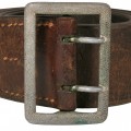 Brown Leather Belt for Command Staff with Double-Prong Zinc Buckle