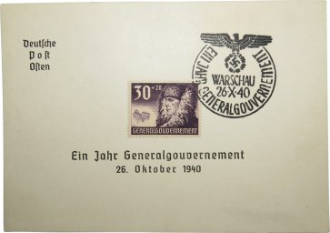 Deutsche Post Osten ein Jahr Generalgouvernement 26 Oktober 1940. Warschau