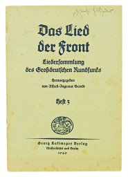 Front song-collection of songs of the Great German radio broadcasting. 3rd edition