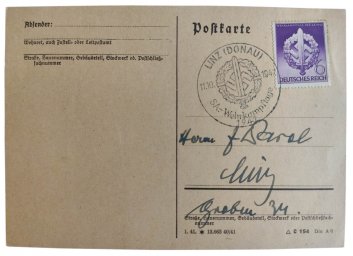 First Day postcard dedicated to the Days of SA defensive competitions in October 1942