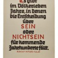 Propaganda poster. NSDAP weekly quote by Adolf Hitler.