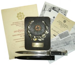 Set of a holder of the German Cross in gold Pz Pi BTL 37